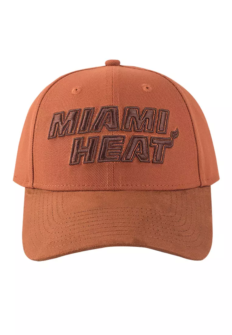55% OFF NBA Miami Heat Adjustable Snapback Cap for Men Luxe Suede Collection Curved Brim Structured