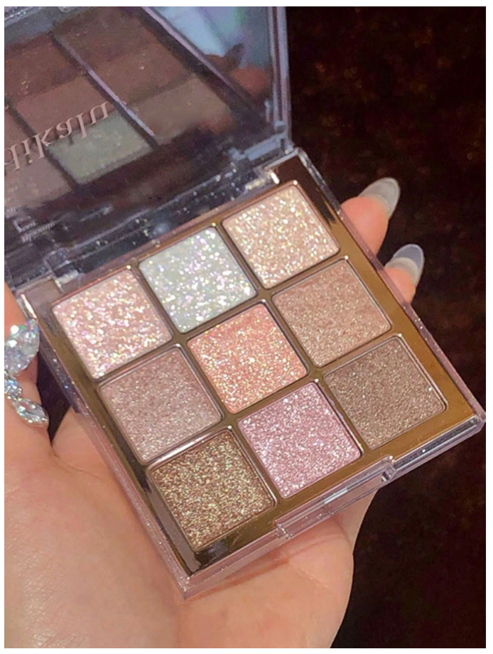 35% OFF DIKALU 9-Color Eyeshadow Palette, Glitter Eye Shadow Powder Shimmer Eyeshadow Tray Shadow Palette