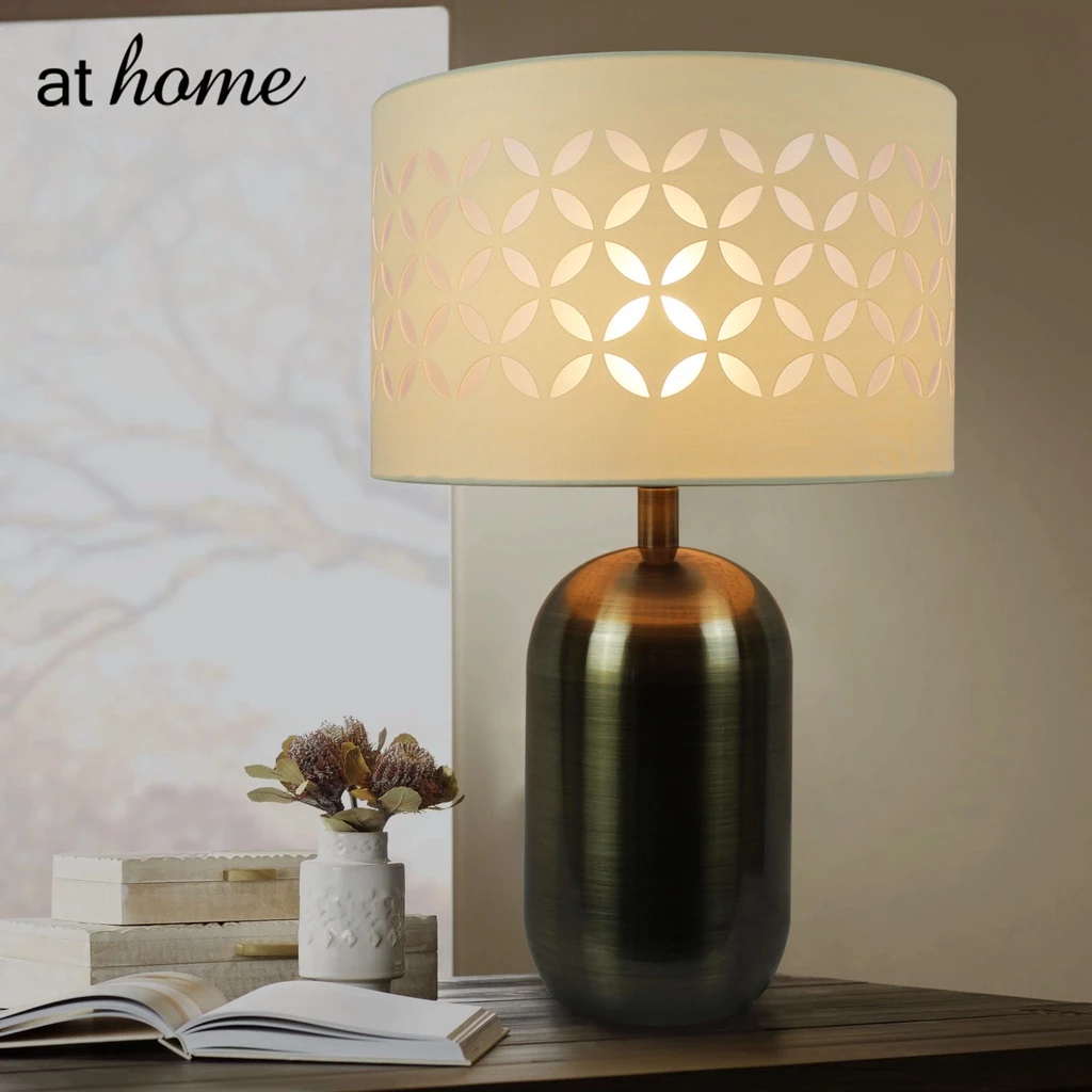 66% OFF At Home Deluxe Levis Nordic Metal Table Lamp w/ Linen Shade For Home & Office