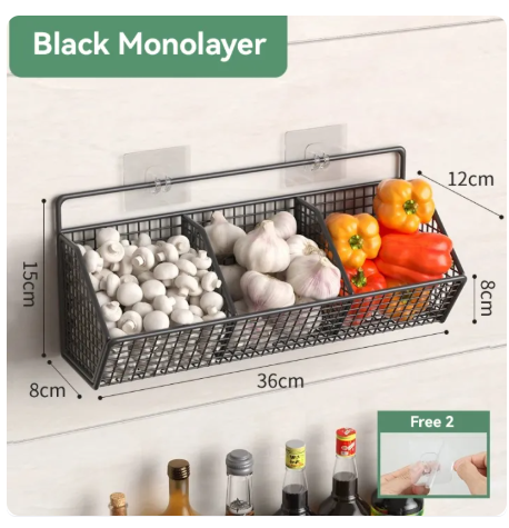56% OFF Multifunction Kitchen Wall Mounted Rack Organizer Storage Basket Hanging Shelf Bathroom Stainless Organizer