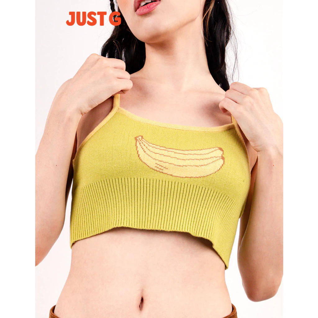 70% OFF Just G Banana Intarsia Knit Cropped Top