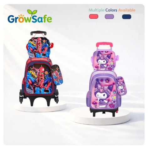 37% OFF GrowSafe 3D Design Kuromi Spider-Man 3-in-1 Waterproof Large-Capacity Trolley Backpack