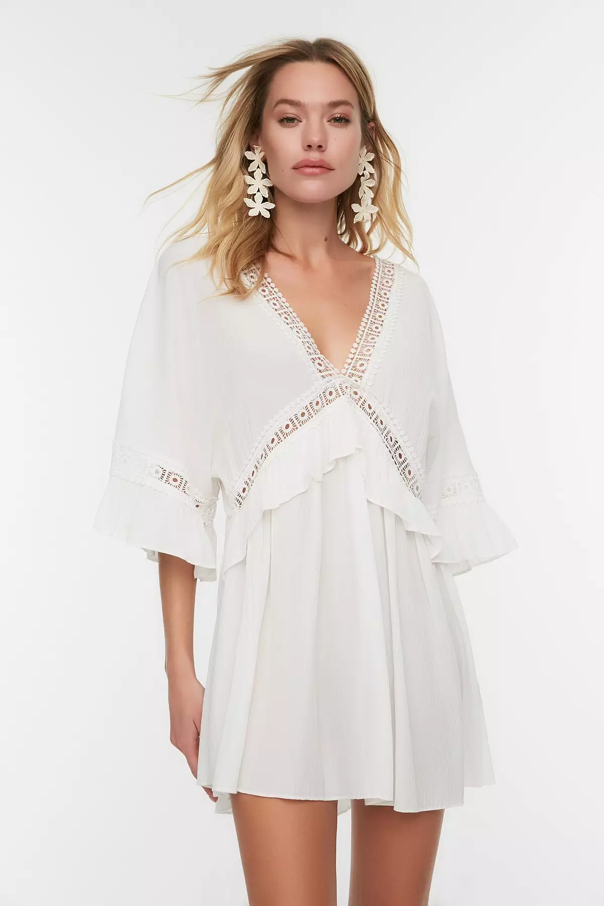69% OFF Trendyol Lace Stripe Detailed Beach Dress