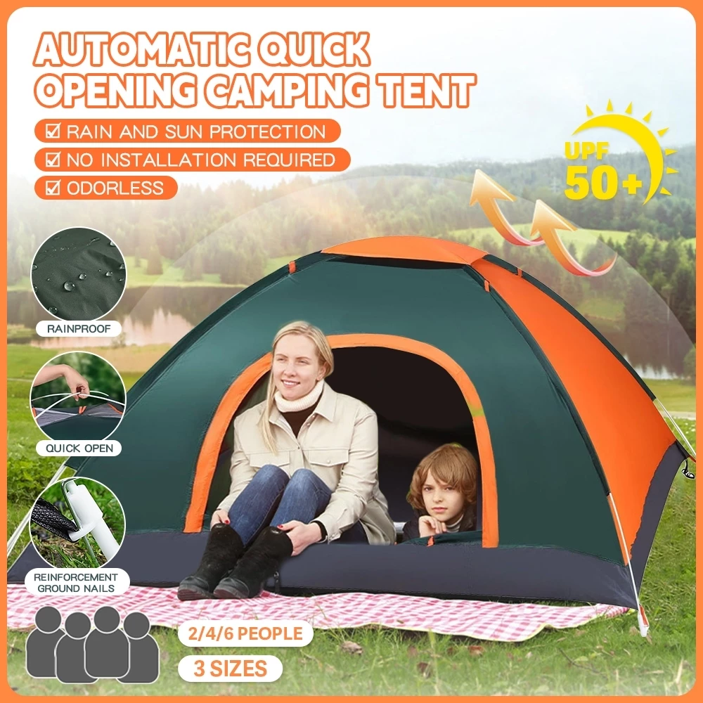 70% OFF 2/4/6 Person Tent Outdoor Waterproof Camping Tent Automatic Tent Portable Folding Tent