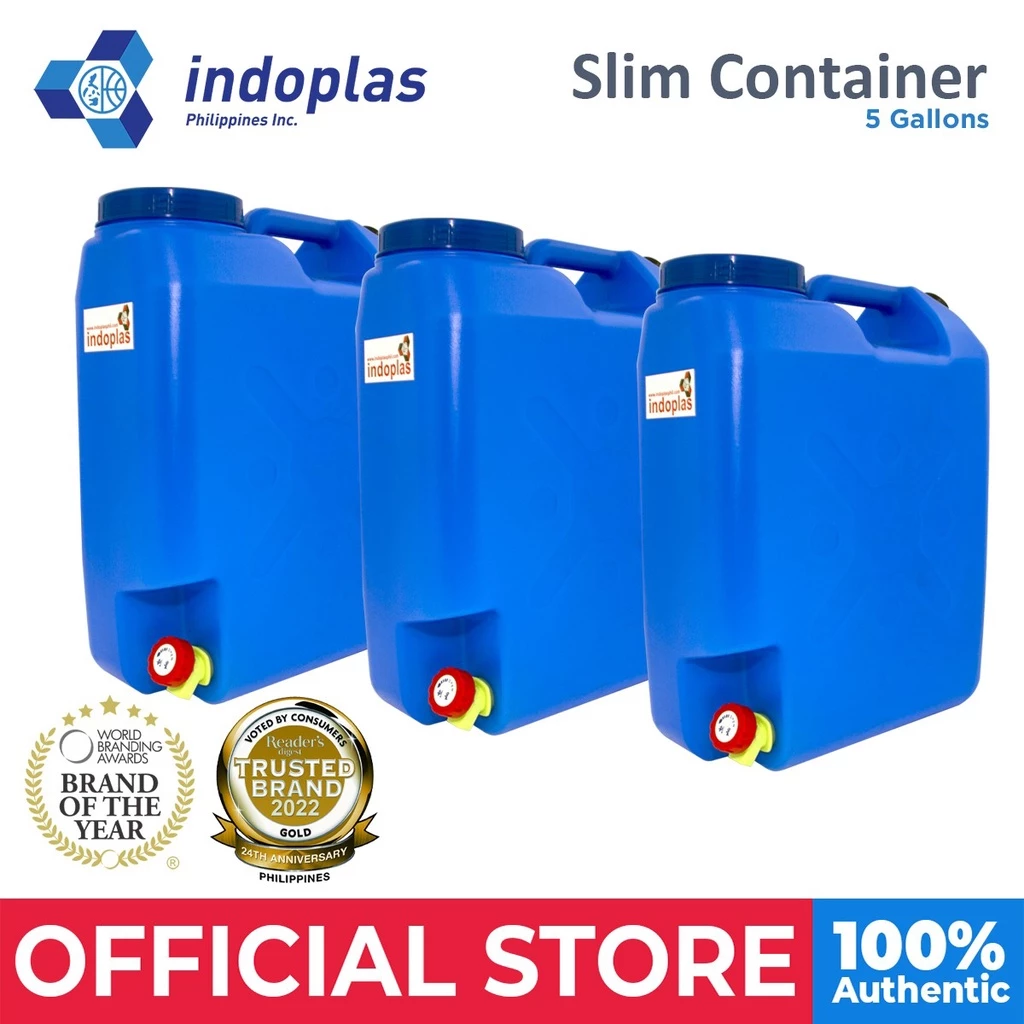 39% OFF Indoplas Slim Container 5 Gallons Blue - 3 Pieces