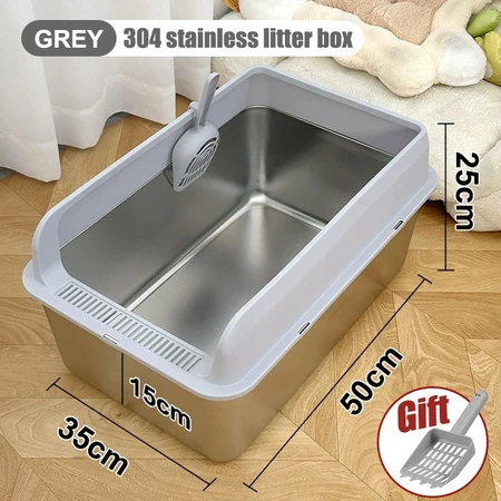 68% OFF Stainless Steel Cat Litter Box for Big Cats Extra Large Metal Litter box with Sifter Splash-proof Semi-closed Easy to Clean
