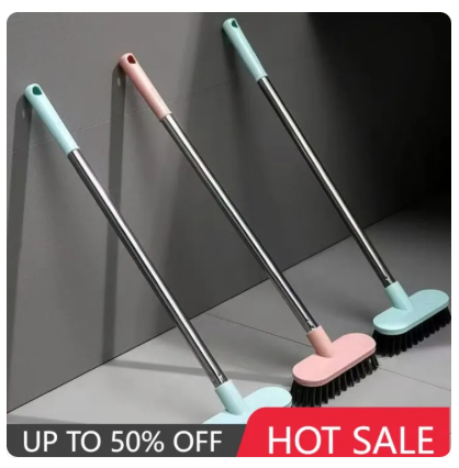 57% OFF Long Handle Bathtub Clean Floor Scrub Brush Adjustable Stainless Metal Handle Scrubber with Stiff Bristles