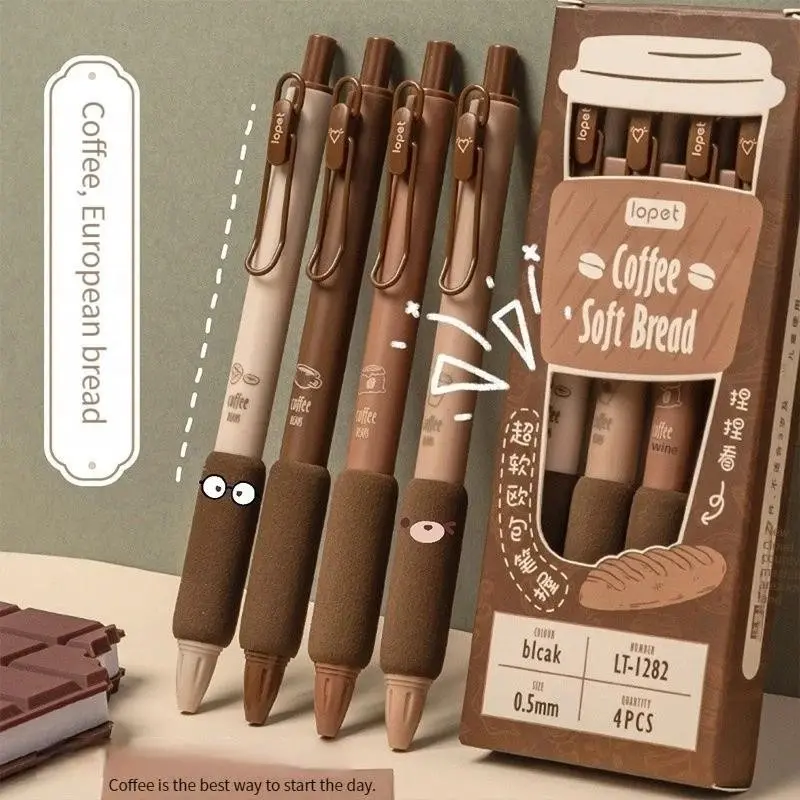 73% OFF 4Pcs/Pack Ball-point Pen Cute Coffee Gel Pen for School Writing Kawaii Pen Office Supplies Kids
