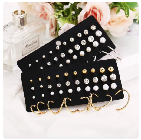 33% OFF 17KM Korean Fashion Pearl Rhinestone Earring Set Drop Oil Gold Silver Stud Earrings Women Jewelry Accessories