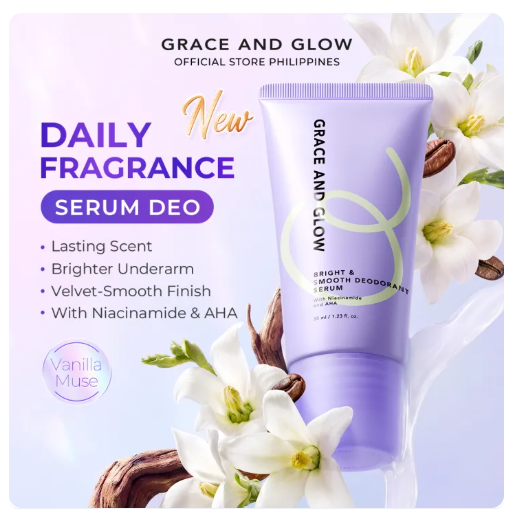 45% OFF [NEW VERSION] Grace and Glow Bright & Smooth Deodorant Roll On Serum 35 ml - Underarm Whitening Armpit with Niacinamide Deo