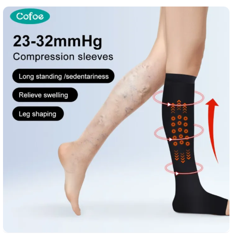 65% OFF Cofoe 1 Pair Medical Calf Compression Socks Level 2 Elastic Varicose Vein Sock 23-32 mmHg Pressure Below Knee Open Toe Leggings Compression Stockings for Men Women Anti-varicose Veins Eliminate Edema