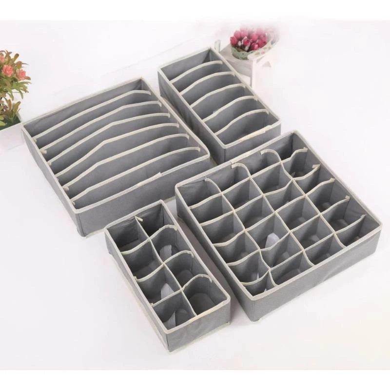 45% OFF 4pcs Underwear Storage Box Sock Underwear Storage Divider Home and Finishing Fabric Bra Storage