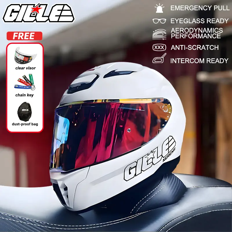 75% OFF Gille FF007 Kerena Helmet - Two Tone Full Face Motorcycle Helmet for Women & Men with Clear & Revo Lenses, Double D-Ring Strap, Anti-Fog & UV Protected Shield
