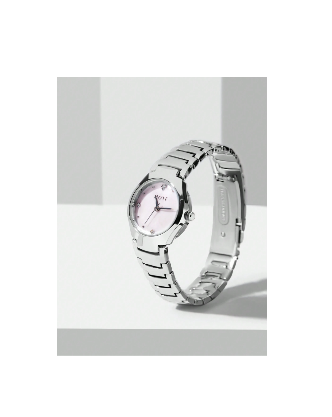 37% OFF MOTF PREMIUM WOMEN'S FASHION STEEL STRAP PETITE PINK DIAL WRIST WATCH