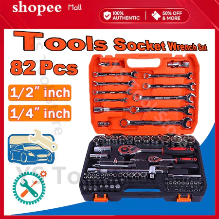 62% OFF 【Fast delivery】82PCS Tools Socket Wrench Set Car Torque Tool Box Motorcycle Auto Repair Tools