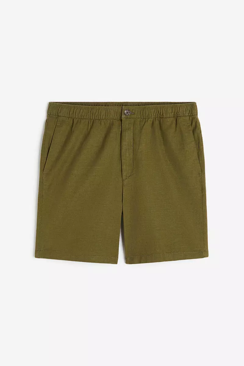 62% OFF Regular Fit Linen-blend shorts
