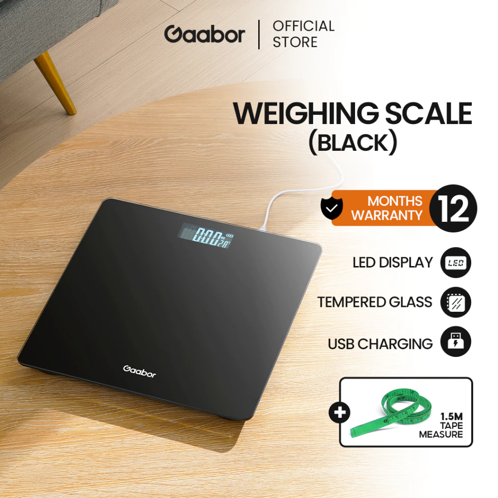 50% OFF 【Update】Gaabor Electronic Weight Scale For Body Digital Weighing Scale Large LED HD Display Black