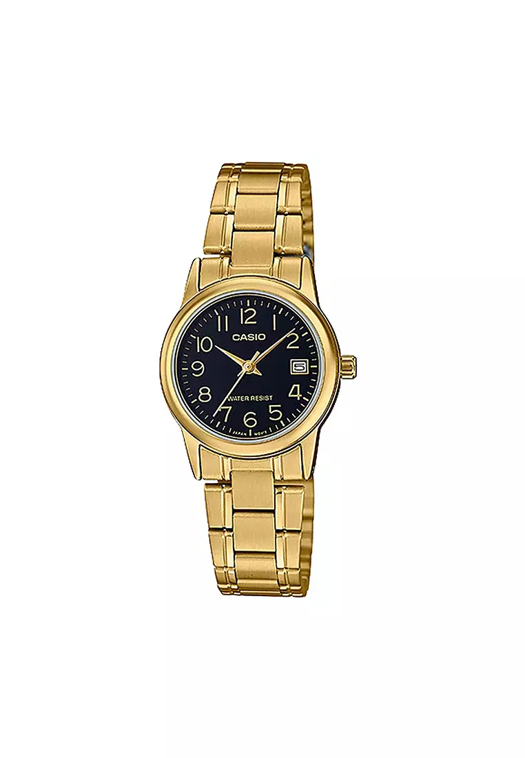 55% OFF Women Analog Watch LTP-V002G-1B Gold Stainless Steel Strap