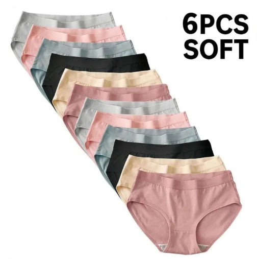 58% OFF 12/6PCS Macaron new comfortable and cute girl colored cartoon underwear breathable antibacterial cotton mid waist solid color student triangle underwear