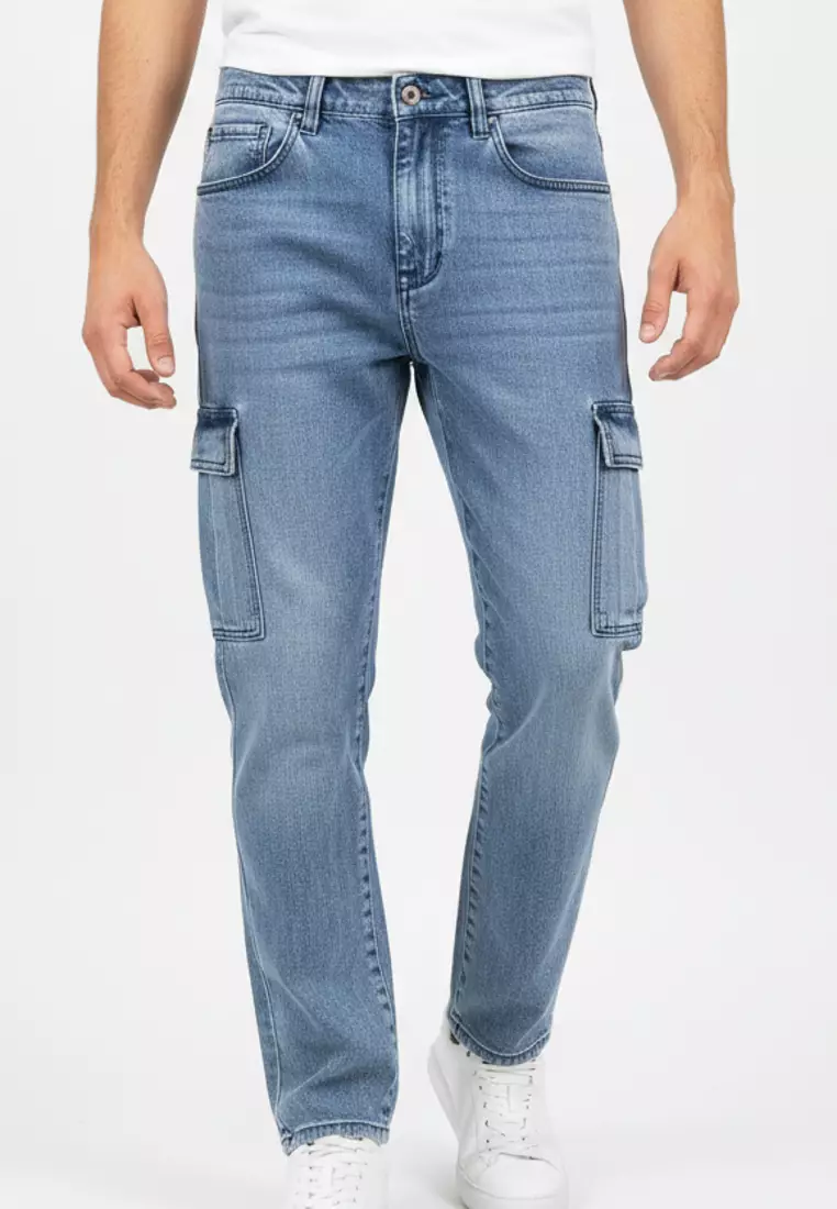 61% OFF Wide Straight Denim Cargo