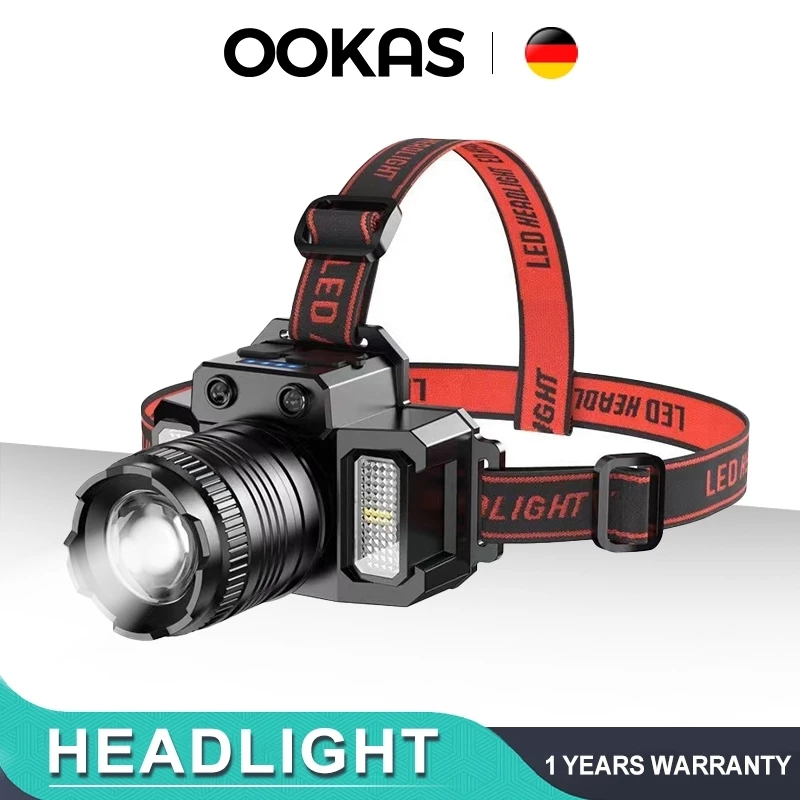 20% OFF OOKAS Strong Headlight Flashlights Rechargeable Waterproof Telescopic Headlamp LED Flashlights Night