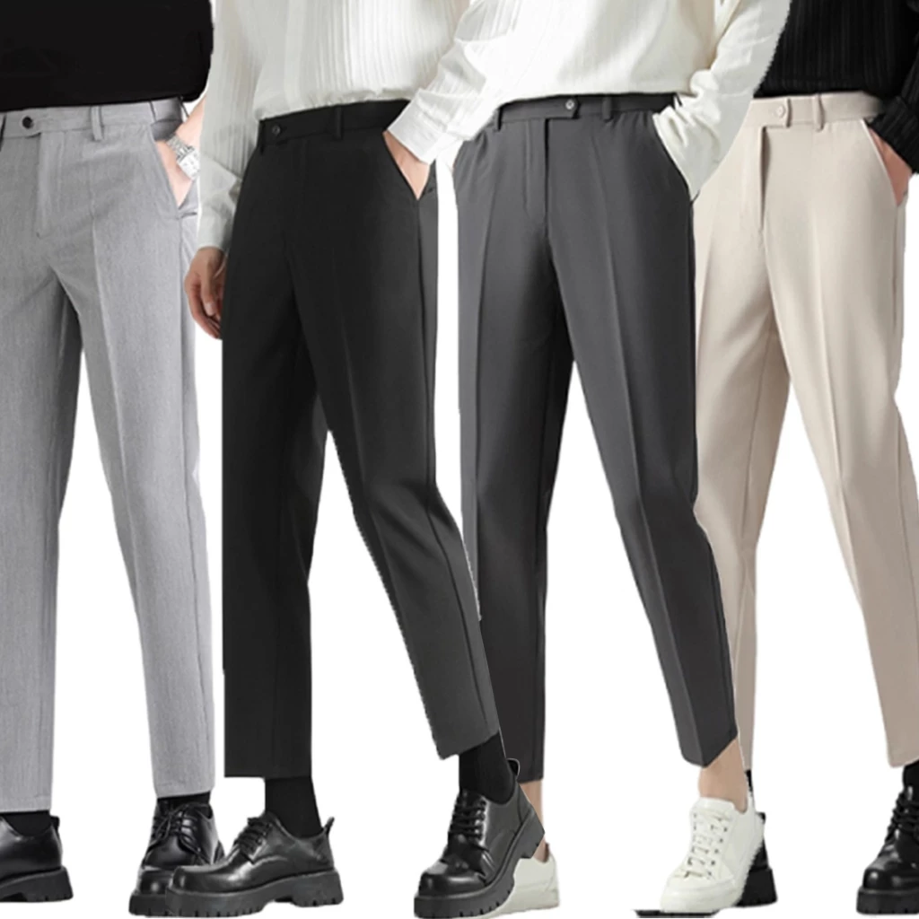 60% OFF [27 To 42 Waistline]Korean High quality Trousers For Men Button Zipper Multi-Pocket Business Long Pants For Men And Women