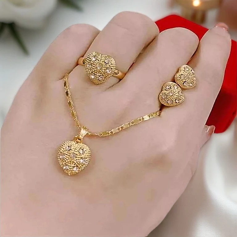 19% OFF 14k Bangkok gold 3in1 earrings necklace ring size adjustable