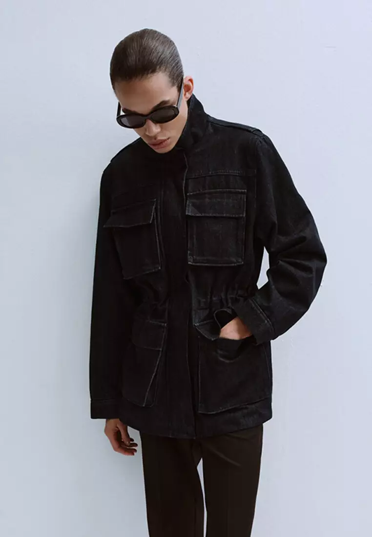 74% OFF Oversized Denim Parka With Pockets