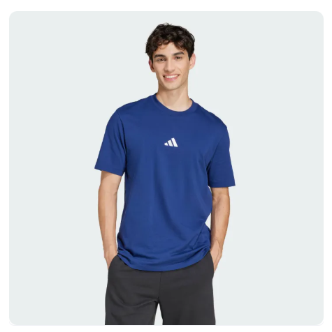 35% OFF adidas Lifestyle Essentials Small Logo Single Jersey Tee Men Blue JF1093