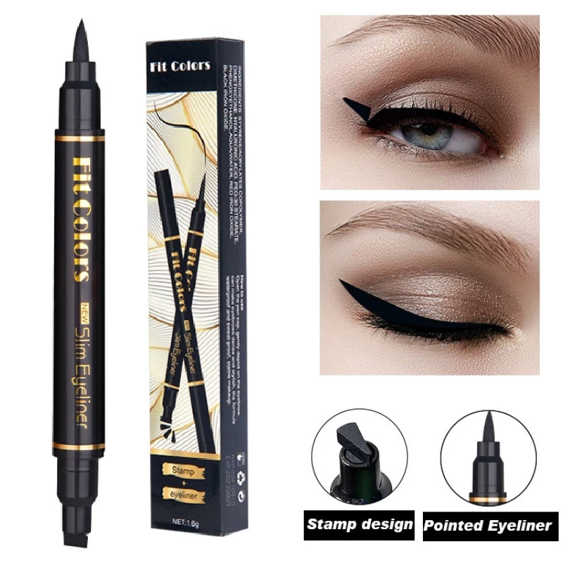 58% OFF 2 in 1 Eyeliner Sealed Eyeliner Double Head Waterproof Cat Eye Wing Stamp Pen Eye Makeup