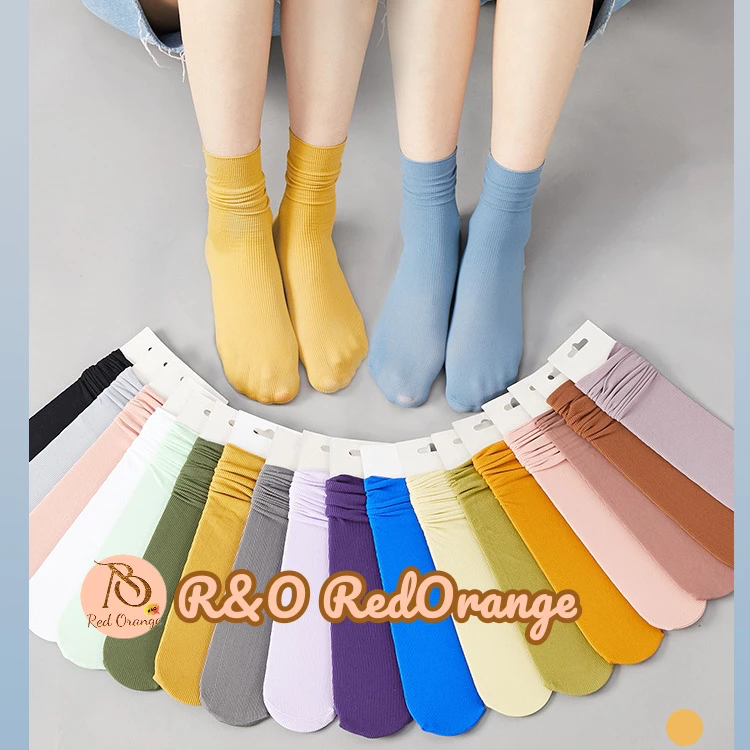 63% OFF R&O Ice Cool Summer Style Colorful Calf Below the knee Soft solid Ladies Women Unisex Socks #DDW