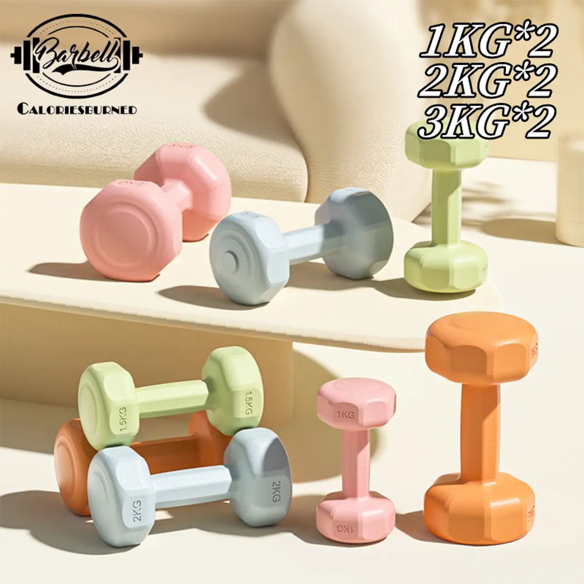 50% OFF Dumbbell Set Pair 1KG to 3KG Lady Dumbbell Muscle Fitness Exercise Equipment