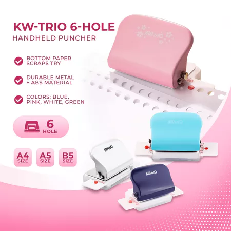 50% OFF KW-TRIO 6 Hole Puncher Handheld Metal 6mm Round Hole Punch for A4 A5 B5 Notebook Scrapbook Binding