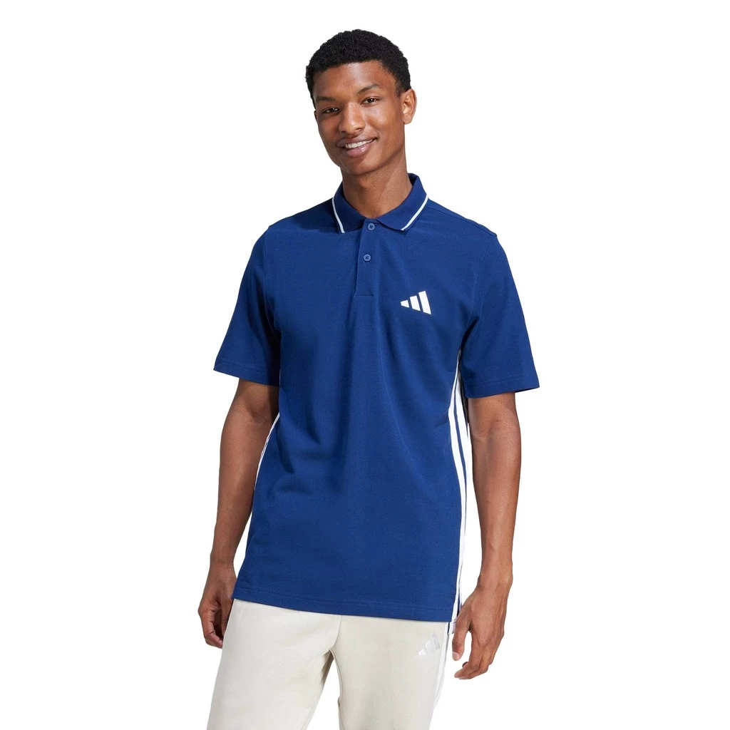 29% OFF adidas Lifestyle Essentials 3-Stripes Piqué Polo Shirt Men Blue JE6382
