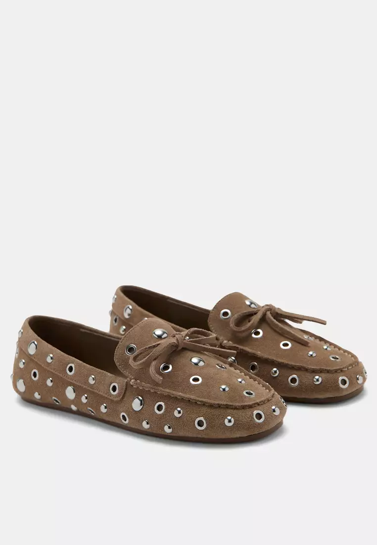 70% OFF Mango Suede Moccasin With Eyelets