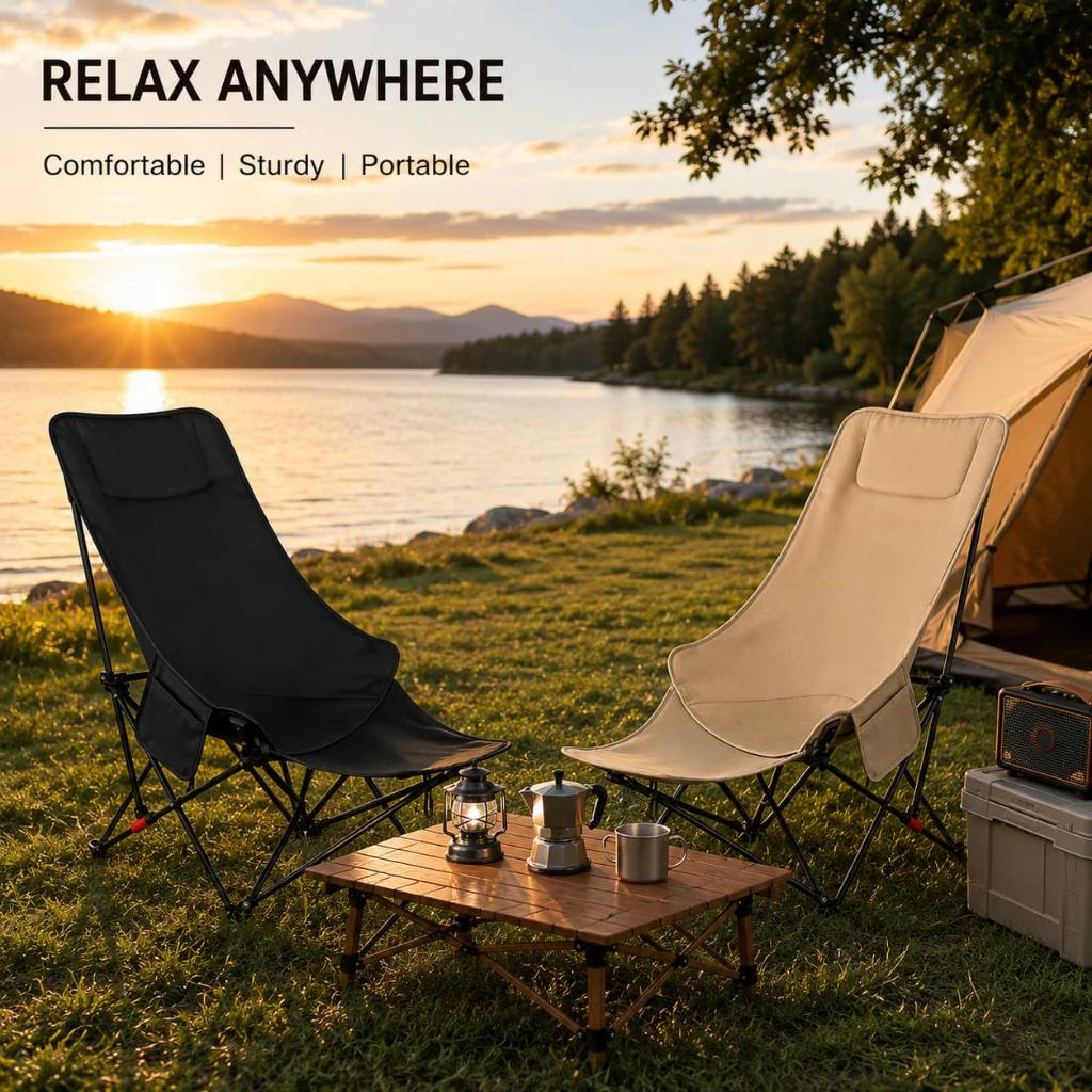 56% OFF Folding Camping Chair with Footrest Adjustable Backrest for Outdoor Camping Yard