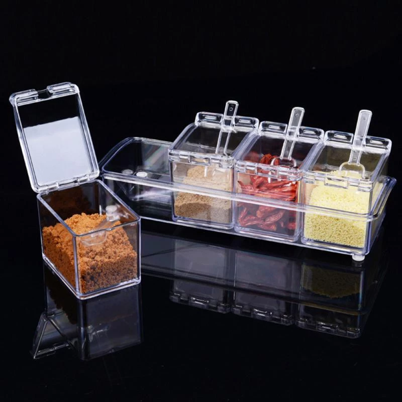 44% OFF 【Better Life】4 IN 1 Kitchen Acrylic Seasoning Box Seasoning Pot Set Salt Pure Container