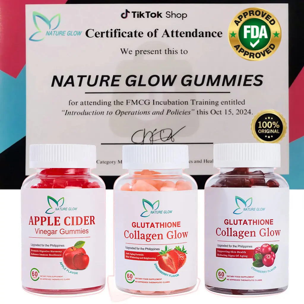 81% OFF 【FDA APPROVED】 Nature Glow 60PC Glutathione Collagen Gummies APPLE CIDER Vinegar Gummies strawberry flavor cranberry flavor APPLE FLAVOR