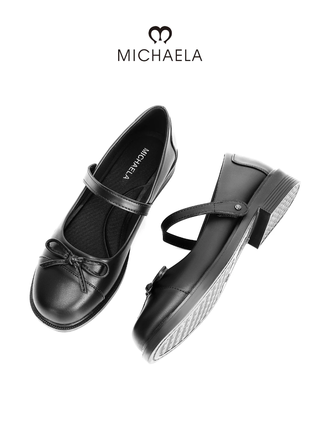 41% OFF MICHAELA Preppy Black Mary Janes with Strap Comfort Doll Shoes for Campus Commute Daily SH7527124 CX