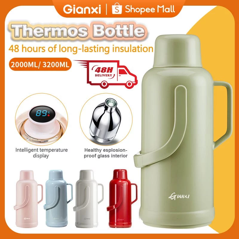 38% OFF GIANXI 2L&3.2L Household Plastic Thermos Bottle Vacuum Insulated Kettle Container Hot Water Jug Glass Liner Pitcher