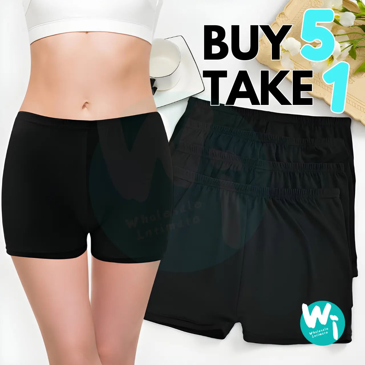 43% OFF BUY 5, TAKE 1 WIS Black Petite Cycling Underwear Stretchable  Innerwear  Womenswear