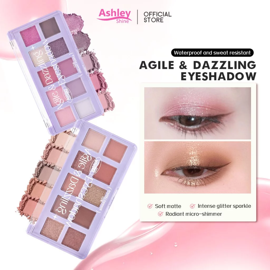 50% OFF Ashley Shine Asile & Dazzlins Eyeshadow Palette 10 Color High Pigment Purple Eye Make Up AS3096