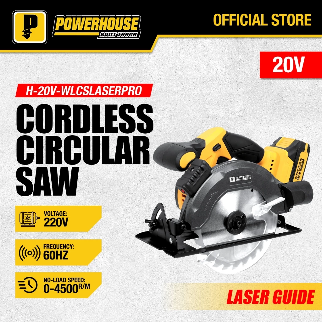 45% OFF Powerhouse Cordless Circular Saw 4500RPM LASER LINE GUIDE Wood Cutter PH-20V-WLCSLASER PHPT