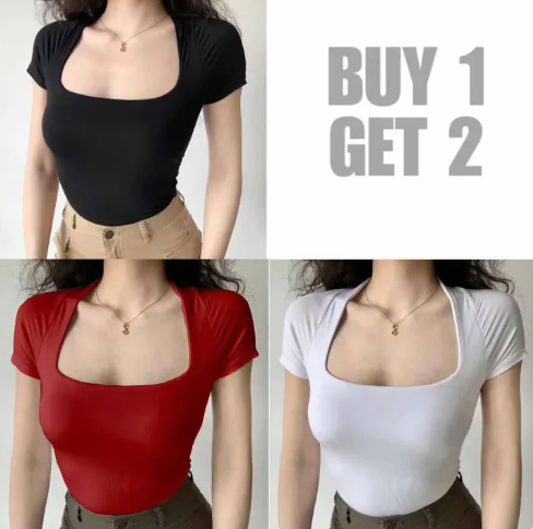 75% OFF BUY 1 TAKE 2（Total of 3）and BUY 1 TAKE 1（Ttotal of 2）Double lining Square Neck Basic Solid Top