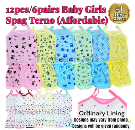 34% OFF 12pcs or 6pairs Baby Girls Terno Cute Colored Affordable Infant Clothes Pambahay Presko Terno for Baby Girl Bargain Quality (Fits Baby Girl Clothes 0 to 6 months)