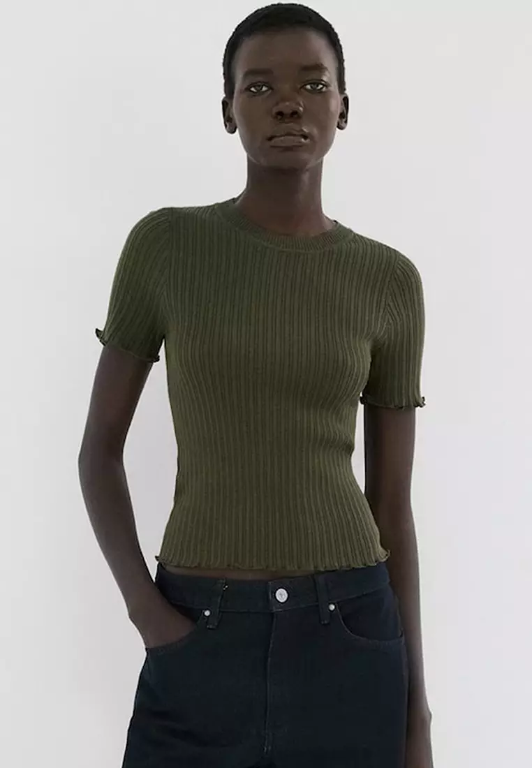 70% OFF Ribbed Knit T-Shirt