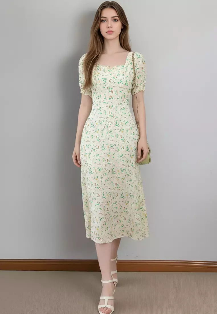50% OFF Solace Printed Square Neck Dress