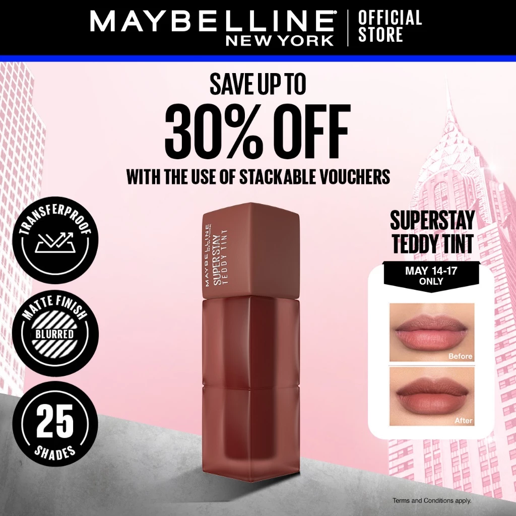 15% OFF Maybelline Superstay Teddy Tint - 12HR Longwear, Transferproof, Blurred Soft Matte Multi-Use Tint