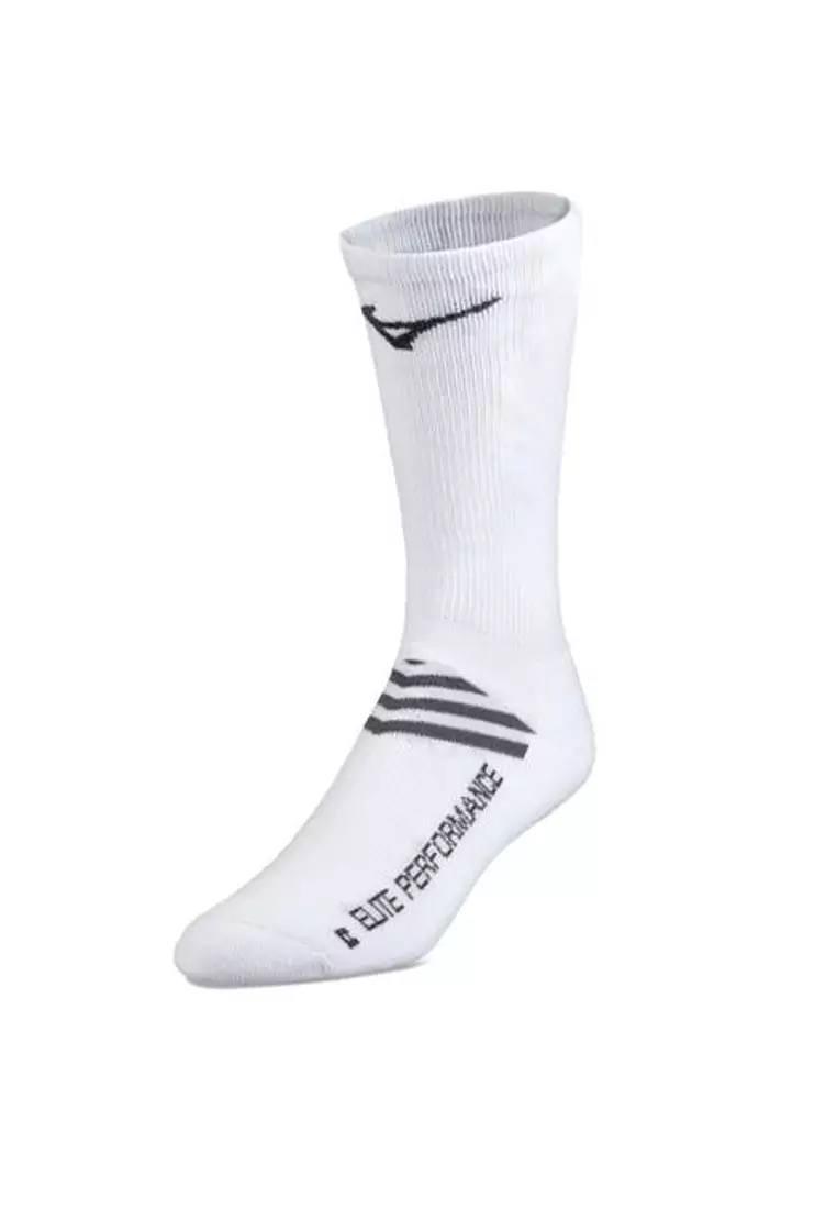 20% OFF Mizuno Runbird Crew Sock V2SXC00101 White Volleyball Socks