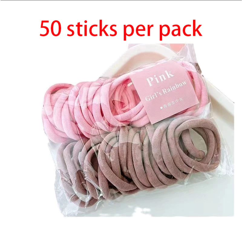 72% OFF 50Pcs/Bag New Fashion Women Solid Color Stretch Elastic Rubber Hair Bands Simple Ponytail HairRope